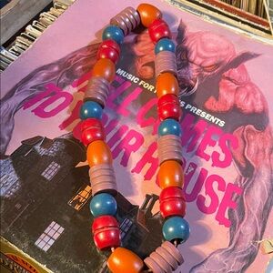 Colorful chunky wooden Beaded Necklace